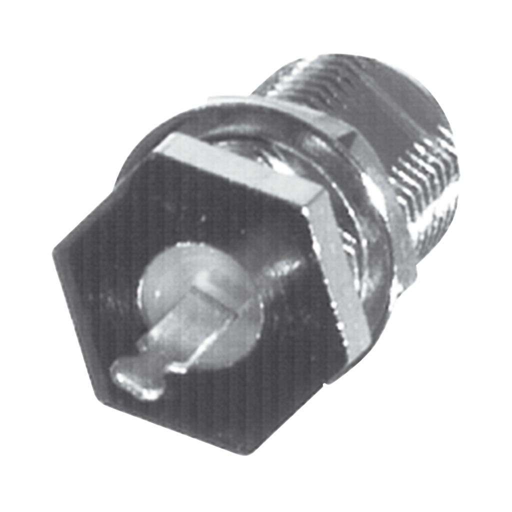 Conector F Hembra para Panel en Doble D-Plano, Borde Hexagonal, Terminal Soldable Niquel/ EstaÒo/ Polipropileno.