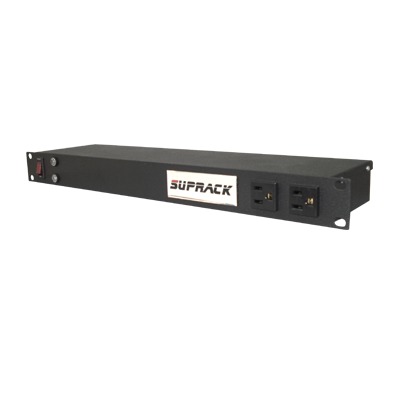 Tomacorriente de 10 contactos para 120 Vca con Supresor de picos tipo "A" de 40 kA, Diseñado para Montaje en Rack de 19". - TOTAL GROUND SUP-RACK