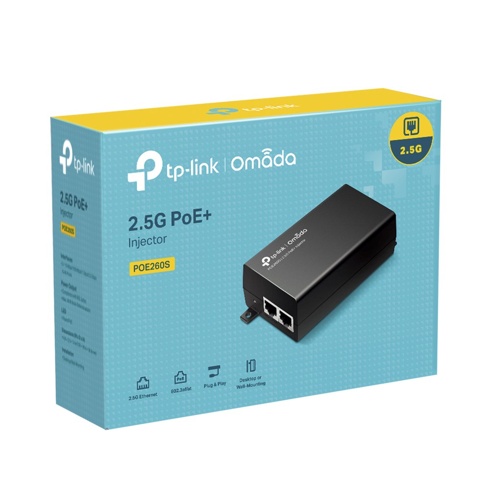 Inyector PoE+ (30W) / Gigabit 802.3 af/at / 2 puertos 10/100/1000 Mbps / Plug and Play / Fuente alimientación Integrada - TP-LINK POE260S