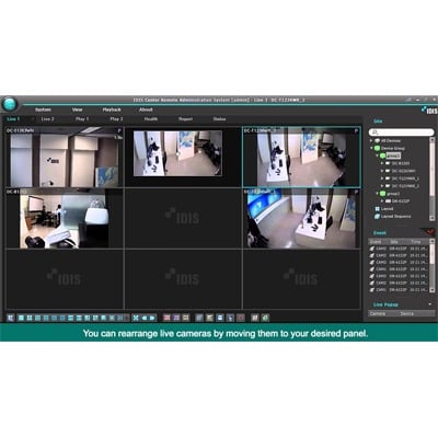 Software multi-sitio, hasta 1024 dispositivos , multi-pantalla- Visualizacion, Grabacion, E-Map. Para equipos IDIS.