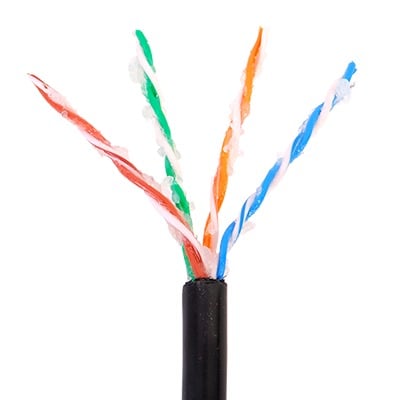 Bobina de 305 Metros (1000 Pies) Cat5e con Gel para Exterior, Color Negro, para Aplicaciones en Sistemas de Redes de Datos y Cableado Estructurado. Uso Intemperie.