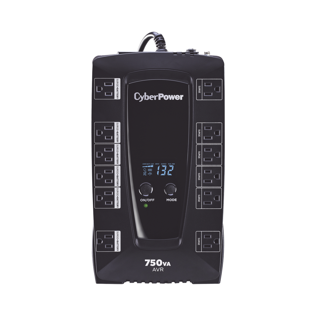 [AVRG750LCD] UPS de 750 VA/450 W, Topología Línea Interactiva, Entrada 120 Vca NEMA 5-15P, Tipo Gabinete Compacto, Con 12 Tomas NEMA 5-15R - CYBERPOWER AVRG750LCD