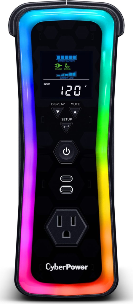 UPS Gamer de 1500 VA/1000 W, Topologia Linea Interactiva, Entrada 120 Vca  NEMA 5-15P, y 13 Salidas NEMA 5-15R, Puerto USB, Con Regulador de Voltaje (AVR)