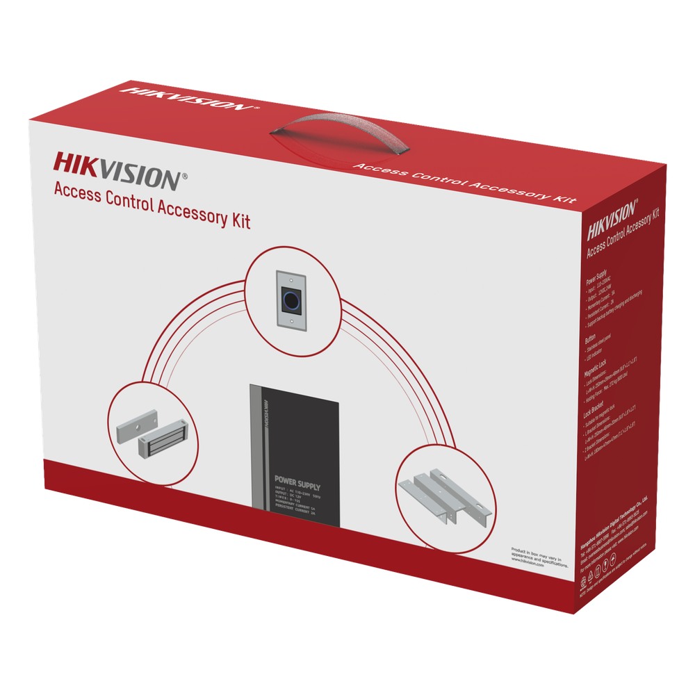 [DS-KAS-7M01] Kit de Accesorios para Ctrl de Acceso Fuente 12 Vcd 2 A, Botón de Salida y Chapa M - HIKVISION DSKAS7M01