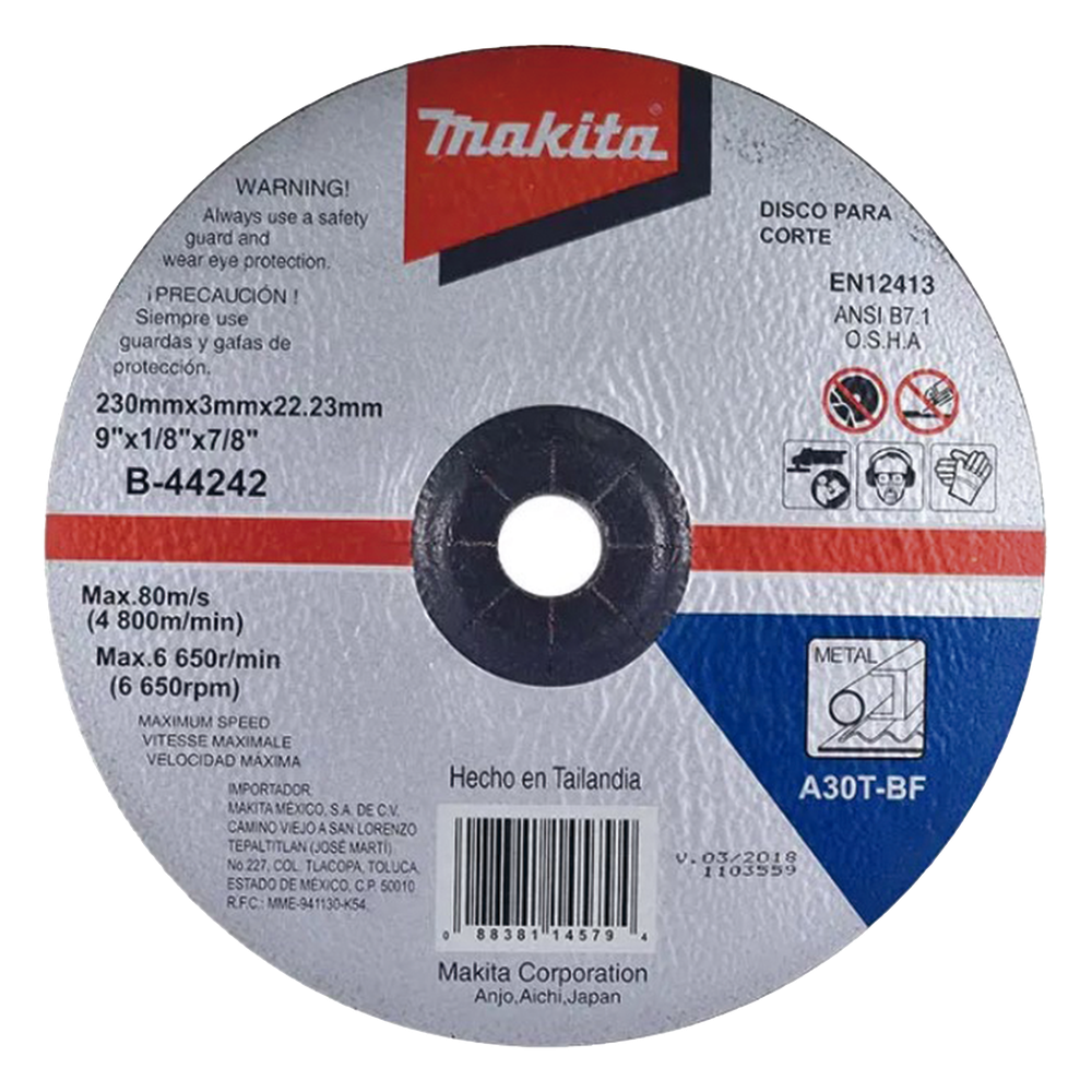 [B-44242] Disco de corte para metal de 9" MAKITA B-44242