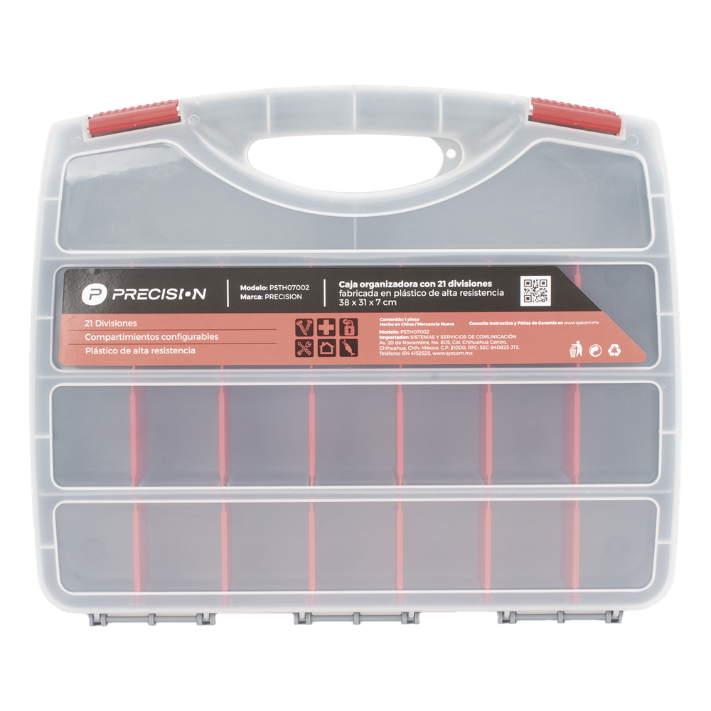 [PST-H07-002] Caja Organizadora con 21 Divisiones Fabricada en Plástico de Alta Resistencia de 3 - PRECISION PSTH07002