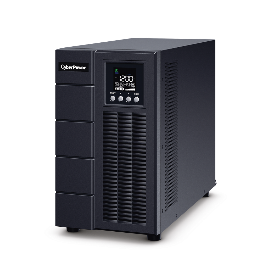 UPS de 3000 VA/2700 W, Online Doble Conversión, Entrada 120 Vca NEMA L5-30P, Onda Senoidal Pura, Tipo Torre, Con 4 Tomas NEMA 5-20R y 1 Block Hardwired - CYBERPOWER OLS3000A