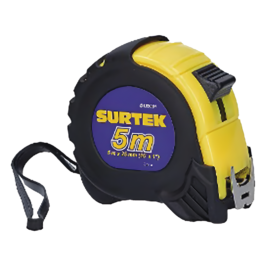 [SYS-B122081] Flexometro Anti Impacto de 5 Metros, Cinta Ancha con Boton de Freno - SURTEK SYSB122081