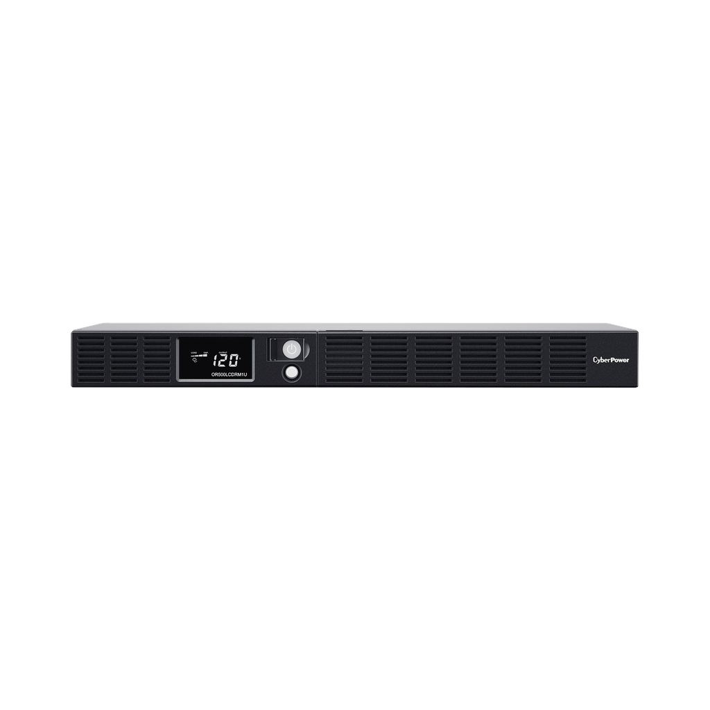 UPS de 500 VA/300 W, Topología Línea Interactiva, Entrada 120 Vca NEMA 5-15P, Tipo Rack 1 UR, Con 6 Tomas NEMA 5-15R - CYBERPOWER OR500LCDRM1UA