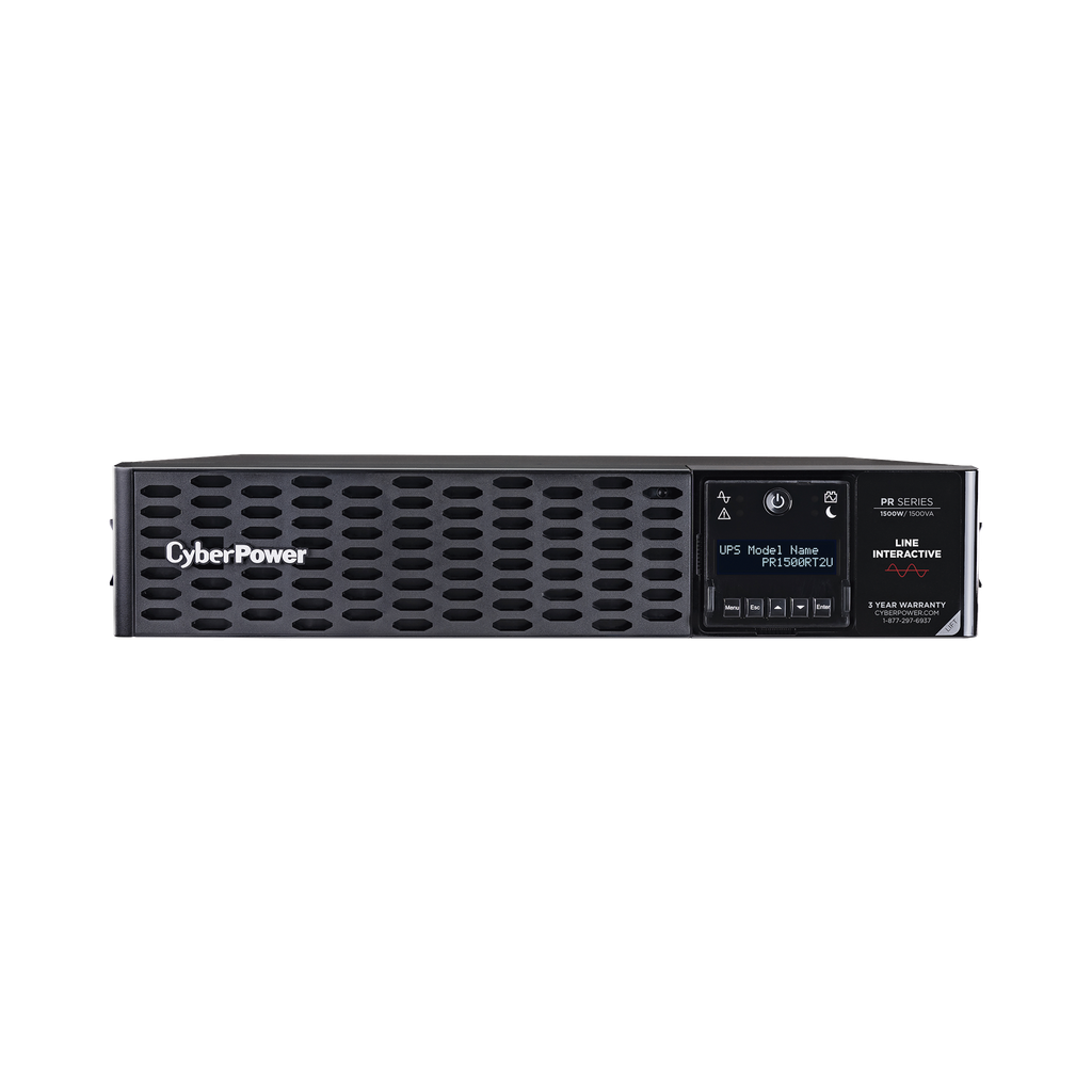 [PR1500RT2U] UPS de 1500 VA/1500 W, Topología Línea Interactiva, Entrada 120 Vca NEMA 5-15P, Onda Senoidal Pura, Torre o Rack 2 UR, Con 8 Tomas NEMA 5-15R - CYBERPOWER PR1500RT2U