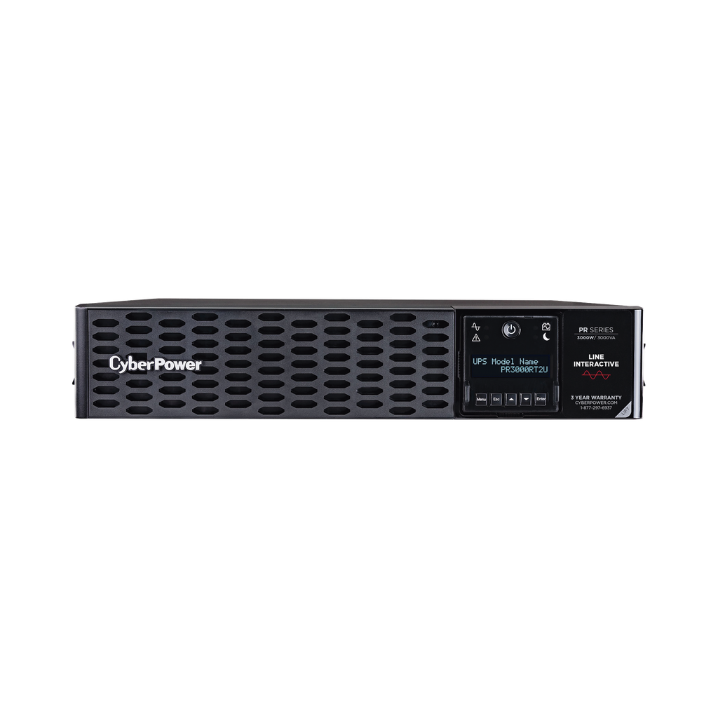 UPS de 3000 VA/3000 W, Topología Línea Interactiva, Entrada 120 Vca NEMA L5-30P, Onda Senoidal Pura, Torre o Rack 2 UR, Con 8 Tomas NEMA 5-20R y 1 NEMA L5-30R - CYBERPOWER PR3000RT2U
