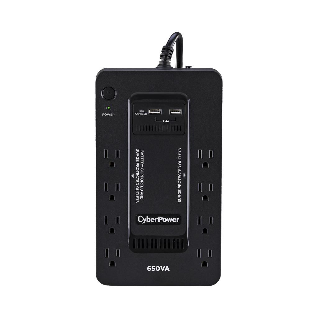UPS de 650 VA/390 W, Topologia Standby con Modo Ahorrador ECO, Entrada 120 Vca NEMA 5-15P, Con 8 Tomas NEMA 5-15R