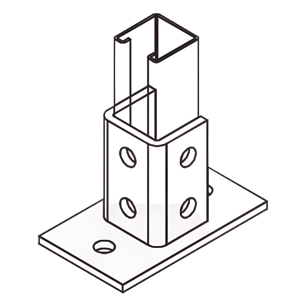 [ANC-HN03] Base Rectangular con 2 perforaciones para Perfil Sencillo. - ANCLO ANC-HN03