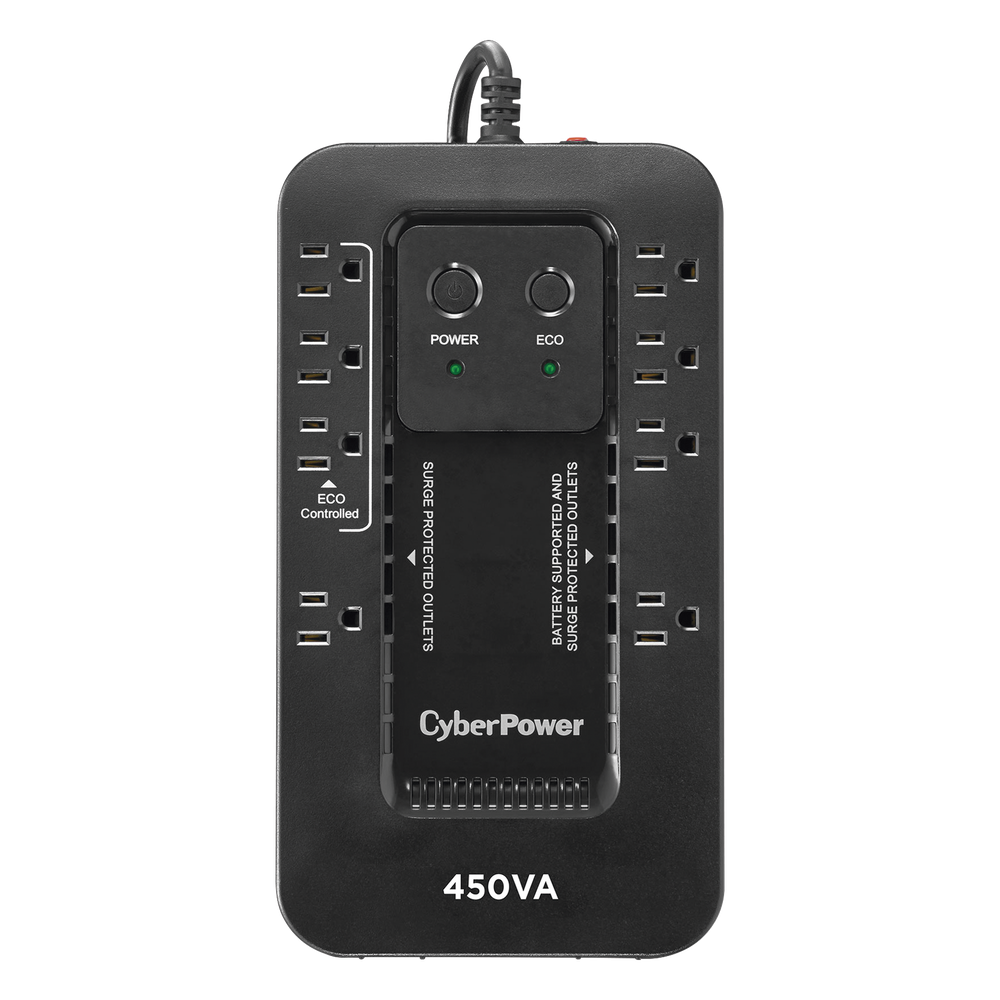[EC450G] UPS de 450 VA/260 W, Topología Standby con Modo Ahorrador ECO, Entrada 120 Vca NEMA 5-15P, Con 8 Tomas NEMA 5-15R - CYBERPOWER EC450G