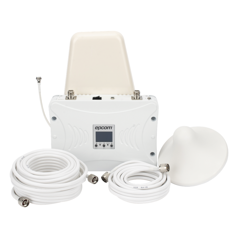 [EP20-TB-4GV2] Kit Amplificador de Señal Celular 2G, 3G y 4G / Mejora llamadas convencionales y VoLTE / Amplifica señal de TELCEL, AT&T y MOVISTAR / Cubre hasta 300 mÂ² con una antena y hasta 900 mÂ² con 3 antenas. - EPCOM EP20-TB-4GV2