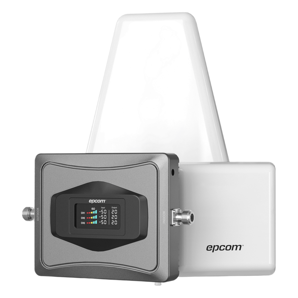 [EPTB4GV3] Kit Amplificador de Señal Celular 4G / Mejora las llamadas convencionales y VoLTE / Soporta los datos de las tecnologías 2G, 3G y 4G de TELCEL, AT&T y MOVISTAR / Cubre hasta 600 m2. - EPCOM EPTB4GV3