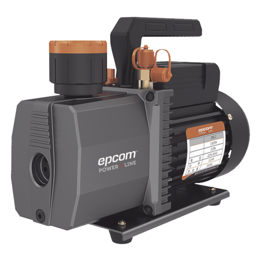 Bomba de vacío/ para aire acondicionado / 2 estados / Motor de 1/2 HP / Voltaje 110 Vca / Acople de ingreso de 1/4" x 3/8" con válvula de retención integrada - EPCOM POWERLINE 2RS-2-R32