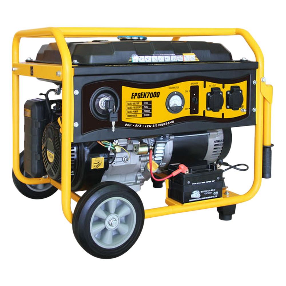 [EPGEN7000] Generador a Gasolina / Planta de Emergencia de 6.5KW, 220Vac 2 Fases, Jaula con Ruedas para Fácil Traslado y Encendido Electrónico - EPCOM POWERLINE EPGEN7000