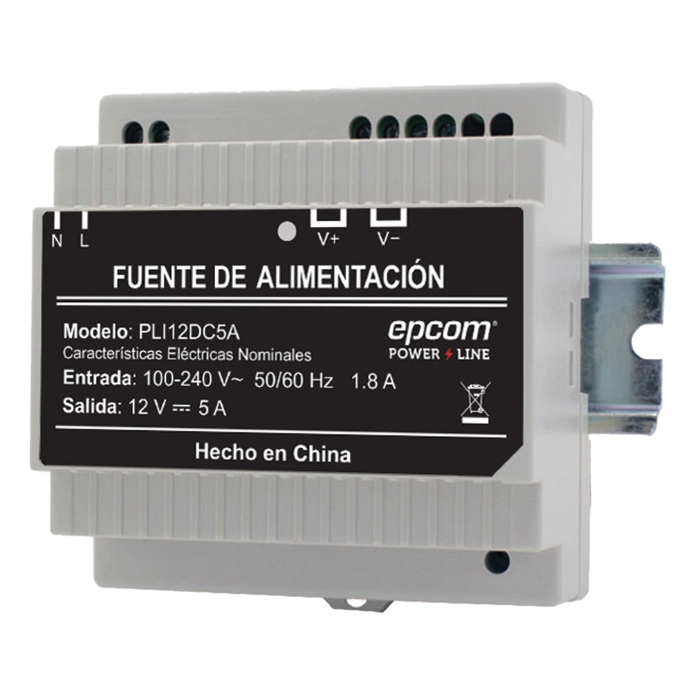 [PLI-12-DC-5A] Fuente Industrial Epcom Power Line 12 Vcc 5Amperes - EPCOM POWERLINE PLI-12-DC-5A