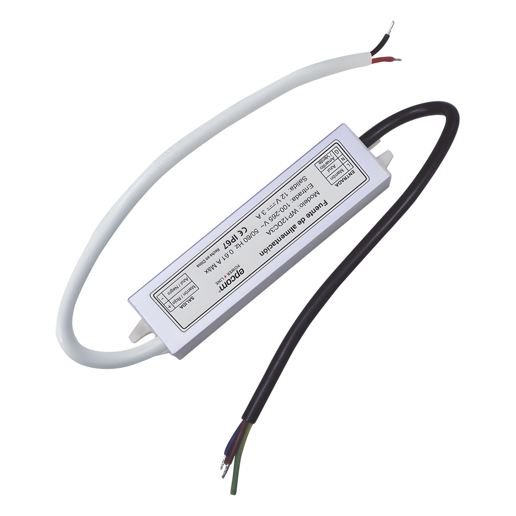 [WP12DC3A] Fuente 12 V / 3 Amperes / Waterproof / Intemperie grado IP67 - EPCOM POWERLINE WP12DC3A