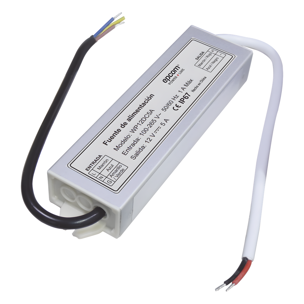 [WP12DC5A] Fuente 12 V / 5 Amperes / Waterproof / Intemperie grado IP67 - EPCOM POWERLINE WP12DC5A