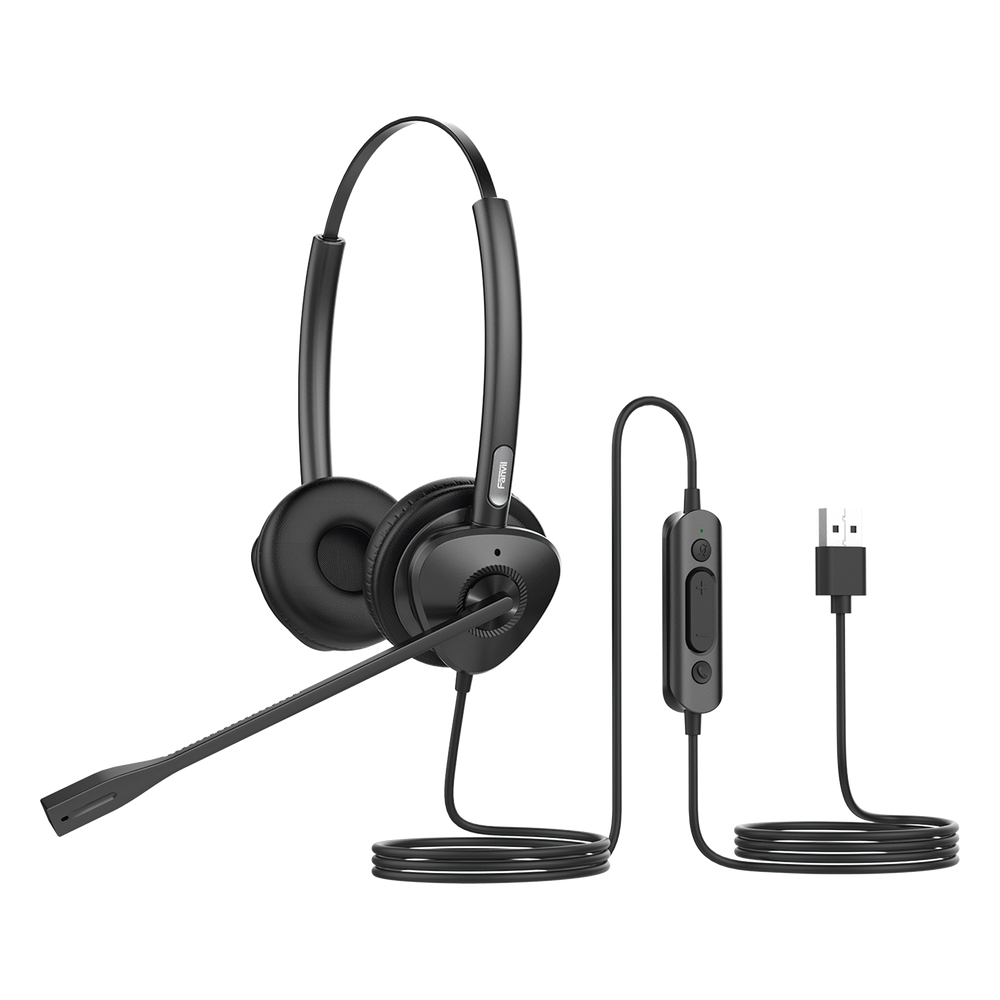 [HT302U] Diadema binaudal (duo) con tecnología antishock para teléfonos IP FANVIL USB con micrófono de cancelación de ruido, larga durabilidad - FANVIL HT302U
