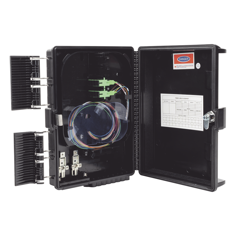 [GFS-8G] Cierre de Empalme para 24 fusiones de fibra óptica, Interior/Exterior, con 8 acopladores SC/APC y splitter 1x8 SC/APC Incluido, IP65 - FIBERHOME GFS-8G