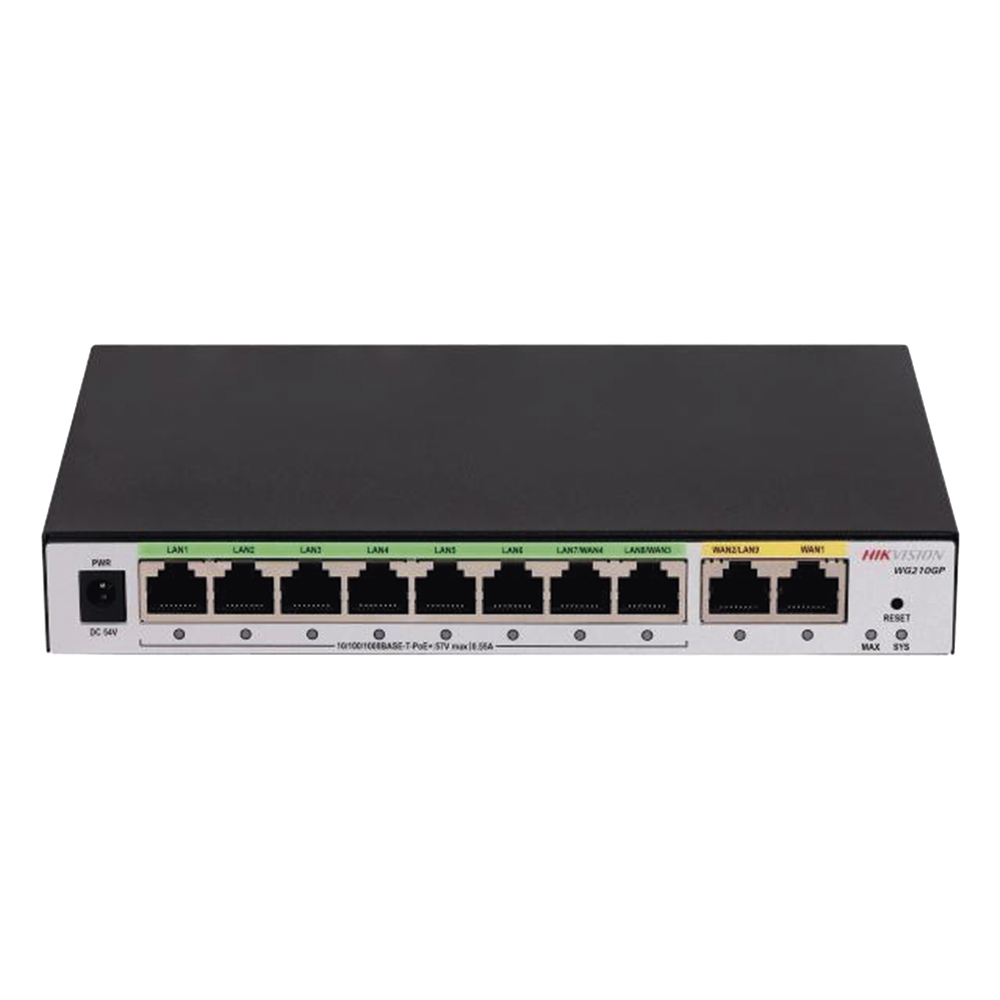 [DS-3WG210GP-SI] Router Gigabit PoE+ / Ideal para Access Point (AP) / 8 Puertos Gigabit PoE+ / 2 Puertos WAN / Hasta 200 clientes - HIKVISION DS-3WG210GP-SI