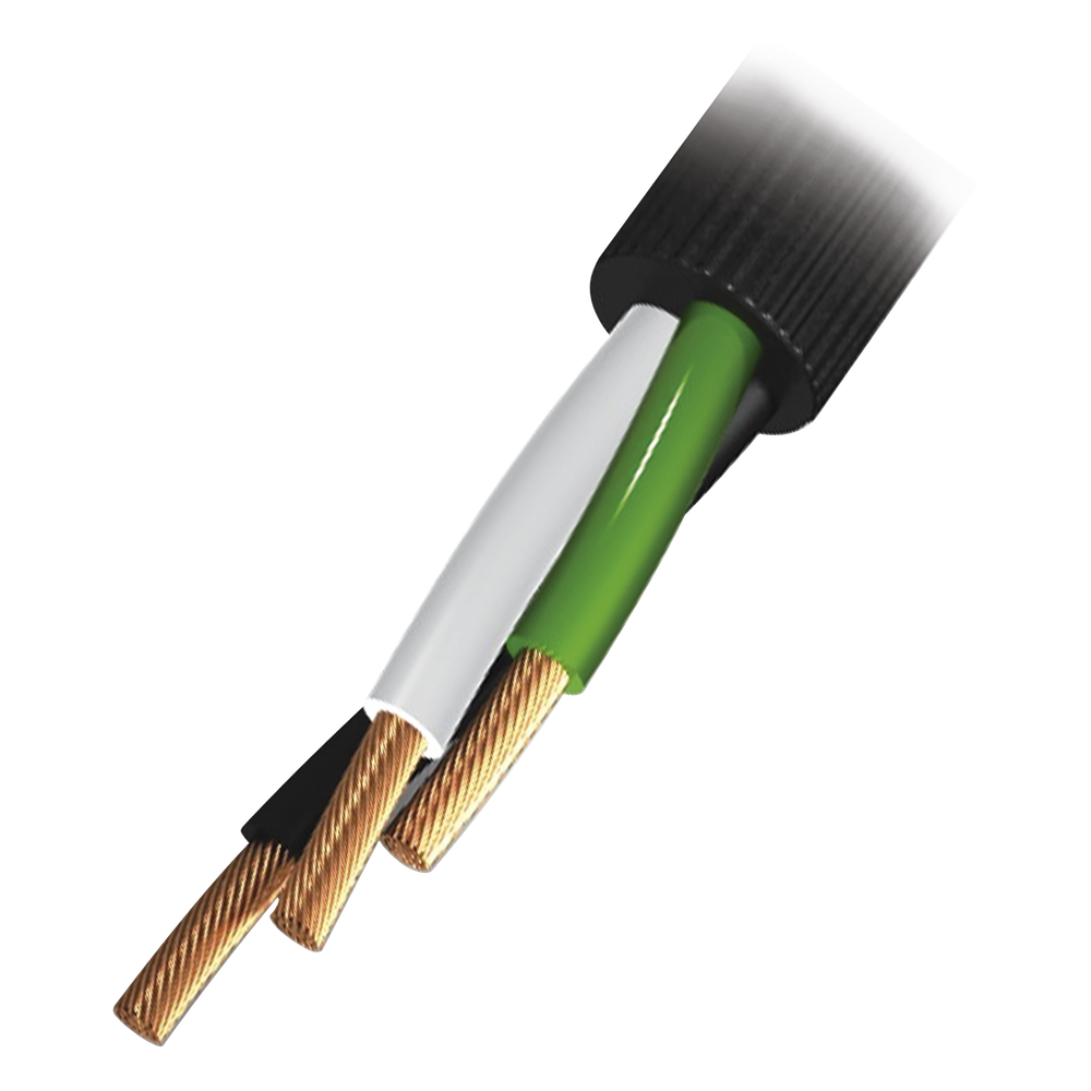 Cable Eléctrico de Uso Rudo 3 Hilos Calibre 12 AWG, Hasta 600 V. Rollo de 100 m. - INDIANA RQ38-100M