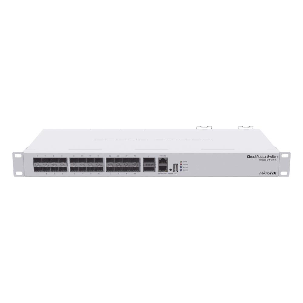 Cloud Router Switch, Sistema Operativo Dual 24 Puertos 10G SFP+, 2 Puertos 40G QSFP+ - MIKROTIK CRS326-24S+2Q+RM