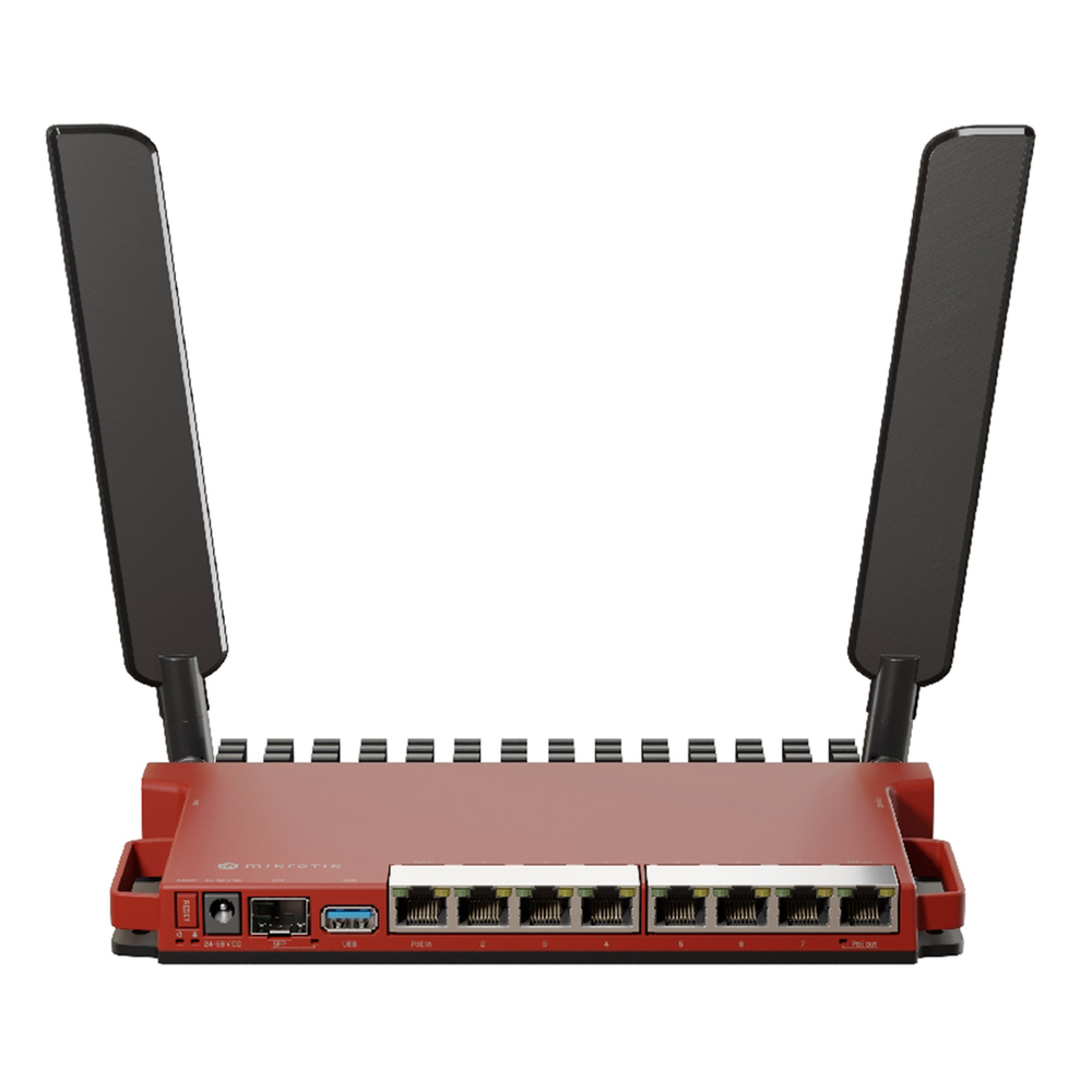 Router inalámbrico 2.4GHz AX / 8 puertos Gigabit / 1 SFP 2.5Gbps/ Soporta contenedores - MIKROTIK L009UIGS-2HAXD-IN