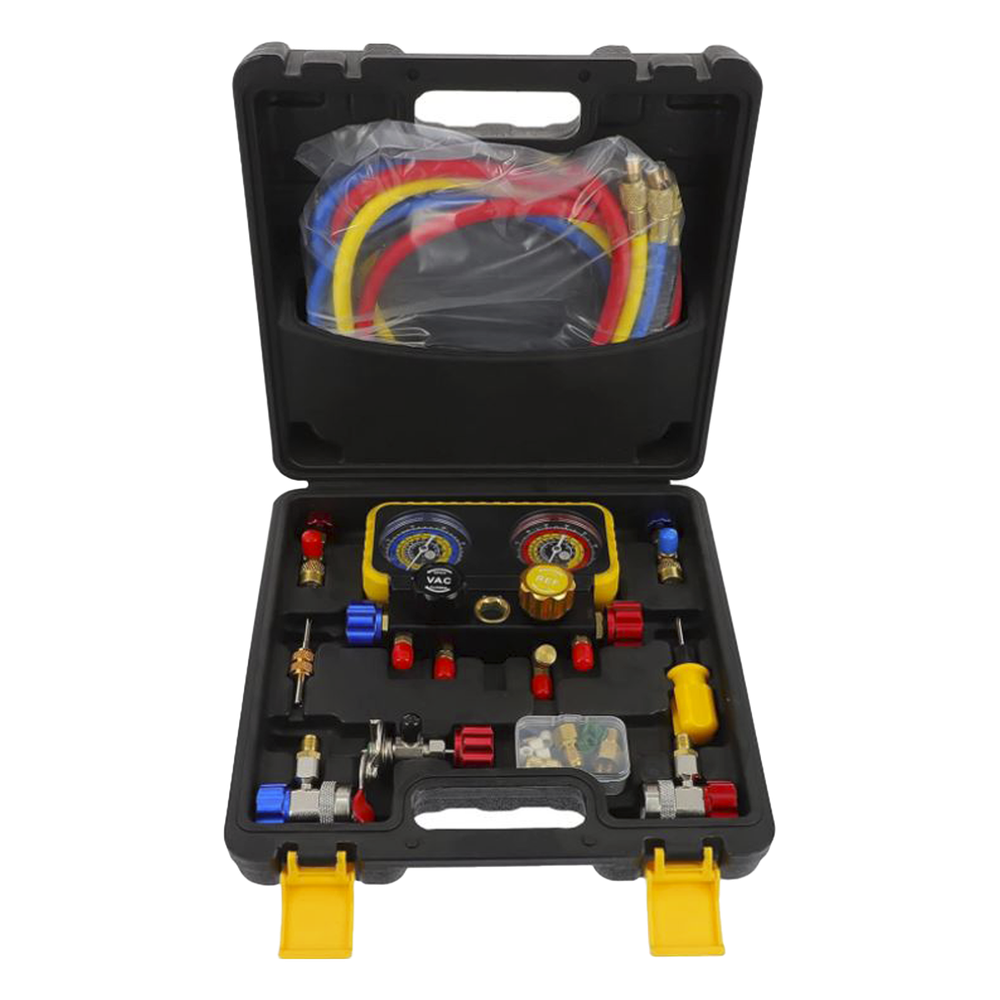 [PSTH08002] Manómetro de 4 vías con Accesorios para Gas refrigerante R410A/ R32/ R134A/R22 - PRECISION PSTH08002