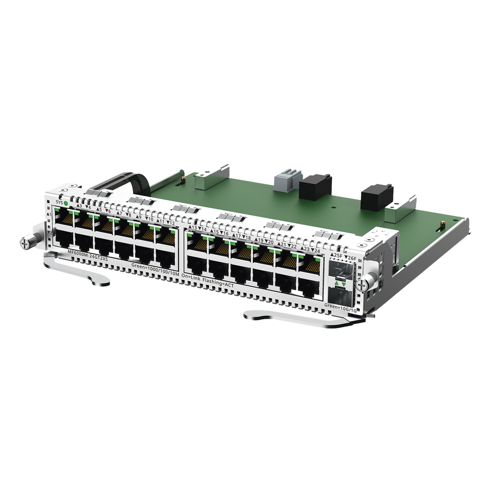 [MF6000M-24GT2XS] e-Lighten Tarjeta Modular para OLT modelo RG-NBF6002M, 24 puertos Ethernet de 1G, 2 puertos SFP+ de 10G - RUIJIE MF6000M-24GT2XS