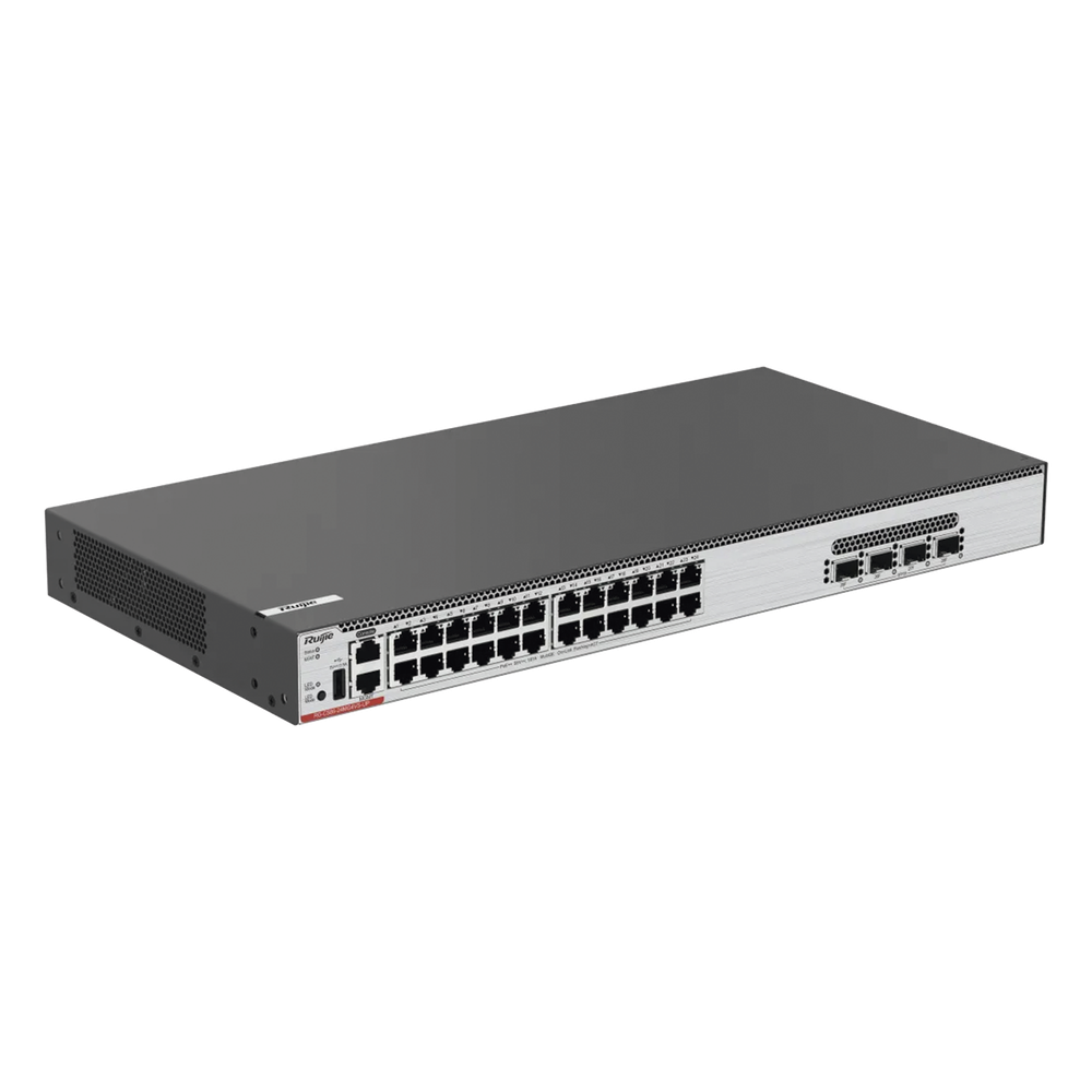 Switch Core PoE 802.3bt 370W Capa 3 Multi-Gigabit 24 puertos 5Gb/2.5Gb/1Gb/100M, 4 puertos fibra SFP28 25Gb - RUIJIE RG-CS86-24MG4VS-UP