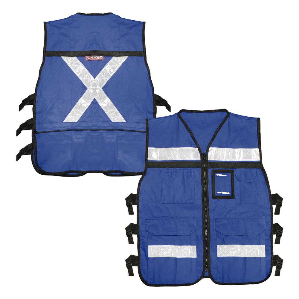 [SYS-USC-H42] Chaleco Reflejante con 6 Bolsas Externas / 6 Broches ajustables / Talla Grande. - SURTEK SYS-USC-H42