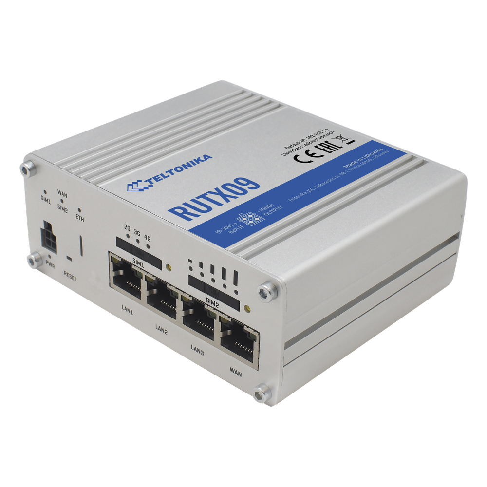 [RUTX09] Router Industrial LTE(4.5G) Cat6, 4 puertos Gigabit, Doble ranura SIM, GNSS - TELTONIKA RUTX09