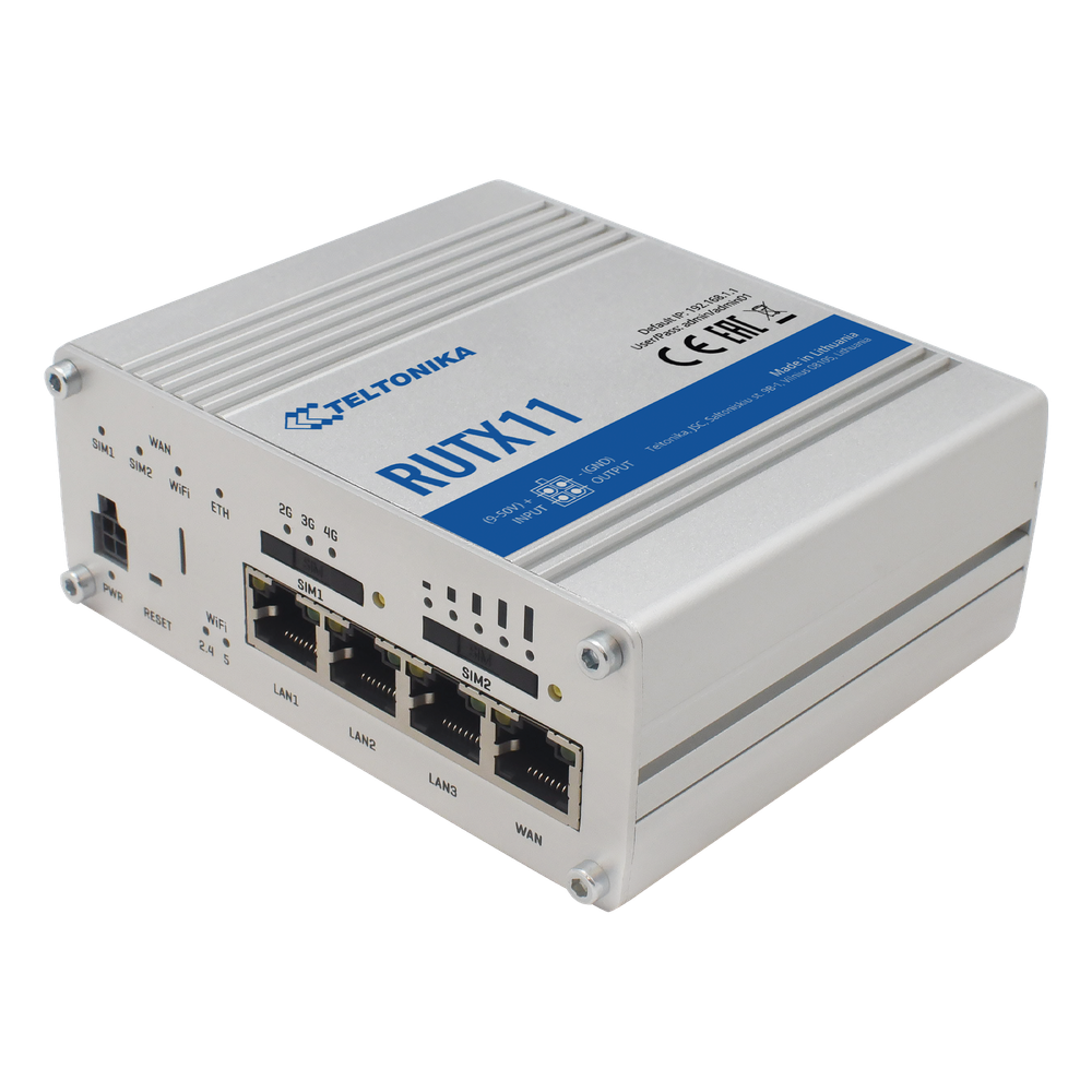 [RUTX11] Router LTE (4.5G) Cat6 Profesional, 4 Puertos Gigabit, Doble SIM, USB, WiFi 802.11ac, GNSS - TELTONIKA RUTX11