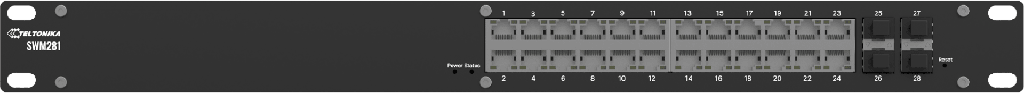[SWM281] Switch Industrial Administrado L2+, 24 Puertos Gigabit Ethernet, 4 Puertos SFP, Ancho de Banda 56 Gbps, IP30, Rack Mount, PROFINET Opcional, TSWOS - TELTONIKA SWM281