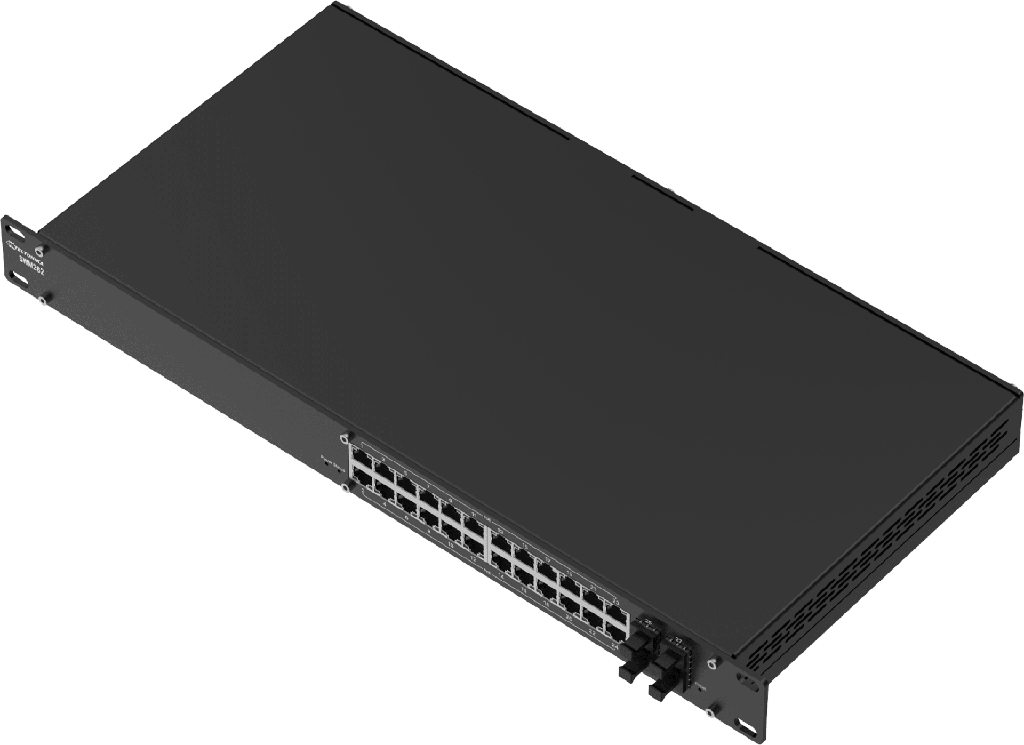 [SWM282] Switch Industrial Gestionado L2+, 24 Puertos Gigabit PoE+, 4 Puertos SFP, 300W PoE Budget, Rack 19", IP30, TSWOS - TELTONIKA SWM282