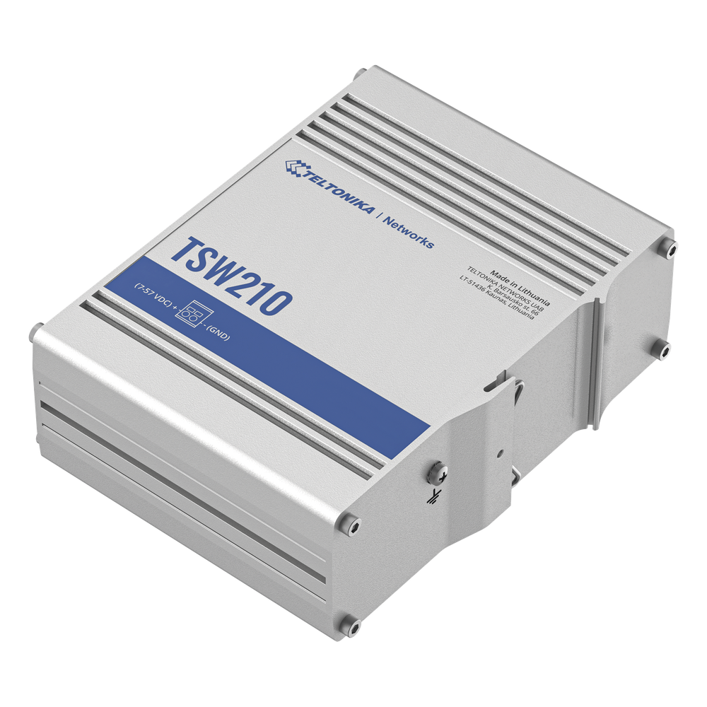 [TSW210] Switch Industrial No-Administrable 8 puertos Gigabit, 2 SFP 1G - TELTONIKA TSW210