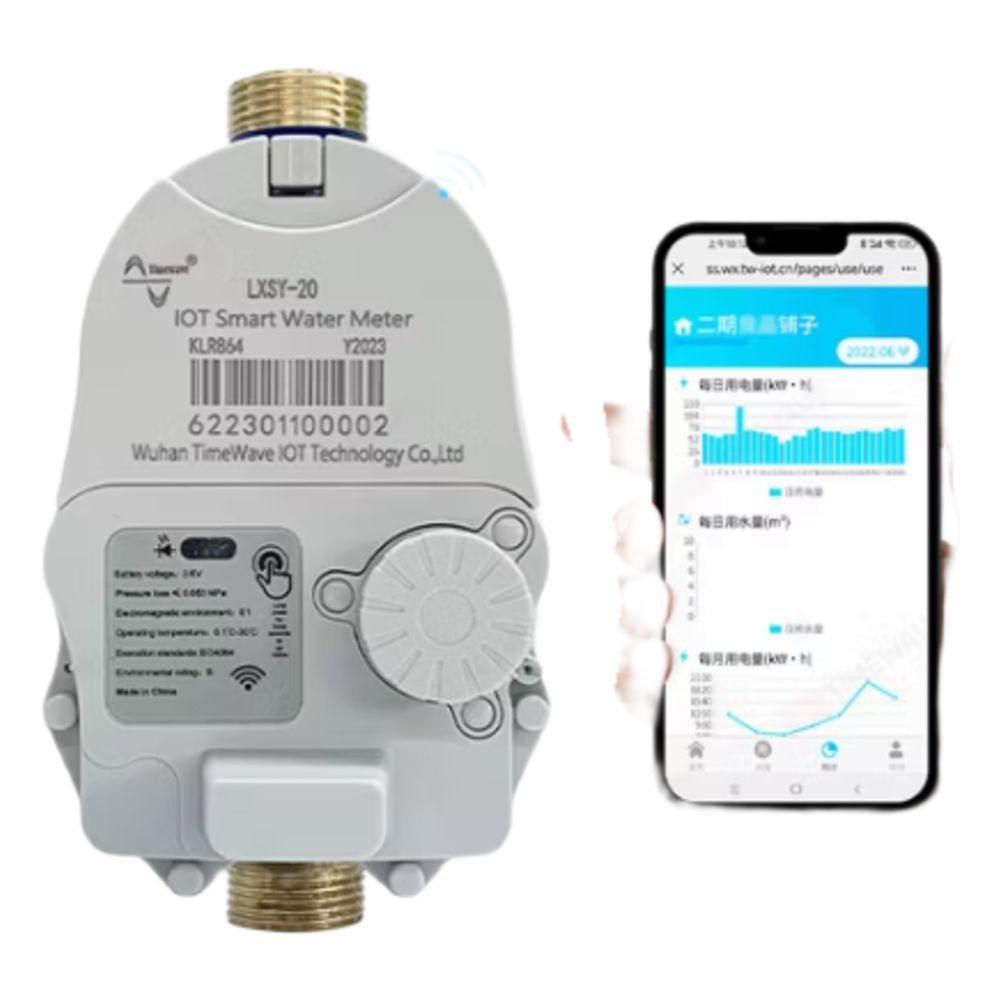 Medidor de Agua Inteligente IoT LoRaWAN 1 pulgadas / Medición Electrónica No Contacto 10 Litros / Válvula de Control Eléctrica / Batería Litio 3.6V / Comunicación Infrarroja y Táctil / Alarmas Múltip - TIMEWAVE TW-LXSY-25