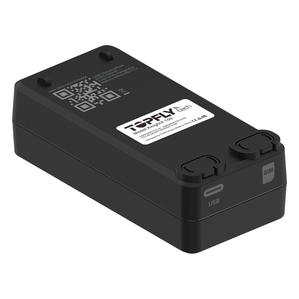 GPS / Receptor de Activos en Tiempo Real / KnightX 100 / Batería Recargable / Aplicaciones Amplias / GPS 4G / Botón de Pánico / Sonda de Temperatura Externa Opcional - TopFlyTech KNIGHTX100