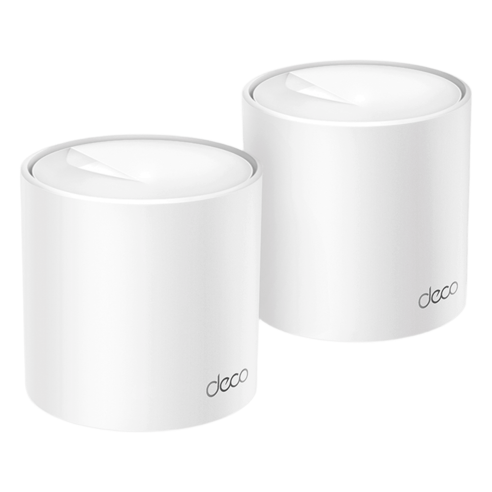 Kit 2 Routers Inalámbricos MESH Interior para Hogar / Doble Banda Wi-Fi 6 AX3000 Mbps / 3 Puerto Gigabit WAN/LAN / 2 Antenas Internas / Administración Mediante la App Deco (iOS, Android) / Protección HomeShield - TP-LINK DECOX50-PRO-2PACK