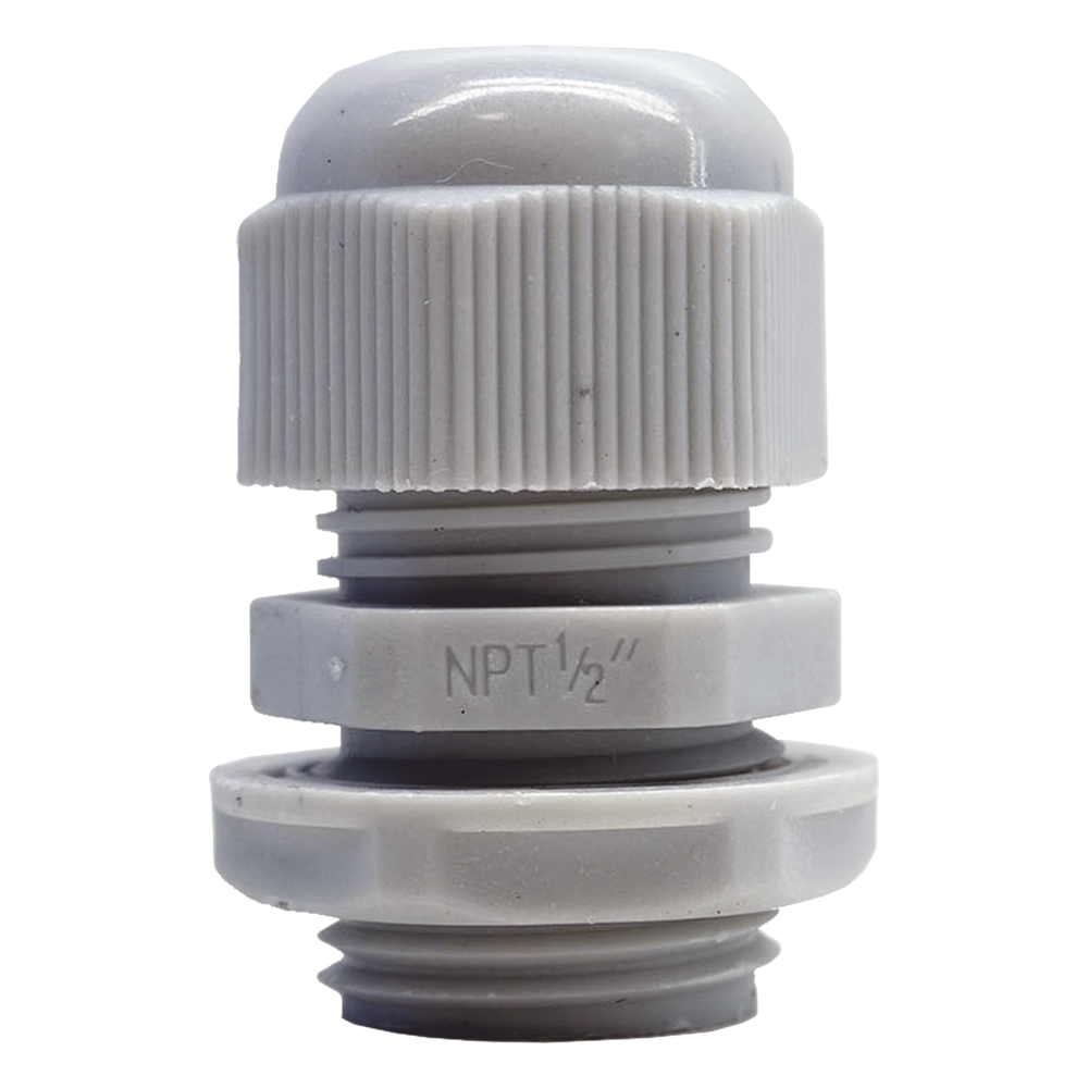 Conector Plástico Blanco Tipo Glándula para Rosca NPT 1/2" - TXPRO TXG-PG-12N