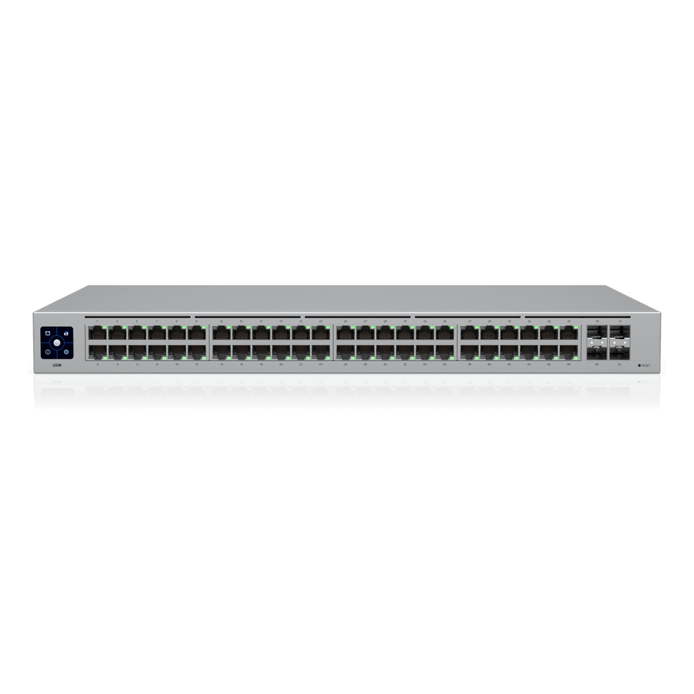 USW-48 "” Switch Layer 2 de 48 Puertos GbE + 4 Puertos SFP con Diseño Fanless para Funcionamiento Totalmente Silencioso - UBIQUITI USW-48