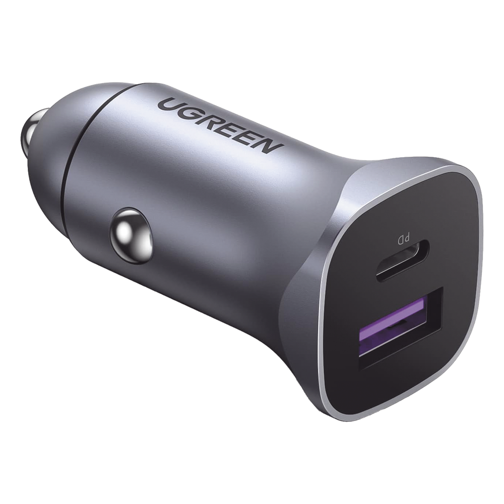 [40858] Cargador de Auto 30W | 2 Puertos USB-A y USB-C | Carga Rápida | Compatible con Vehículos de 12 y 24 VCD | PD3.0, QC4.0, SCP, PPS | Indicador Led | Diseño Compacto | Chip Inteligente | Caja de Aluminio - UGREEN 40858