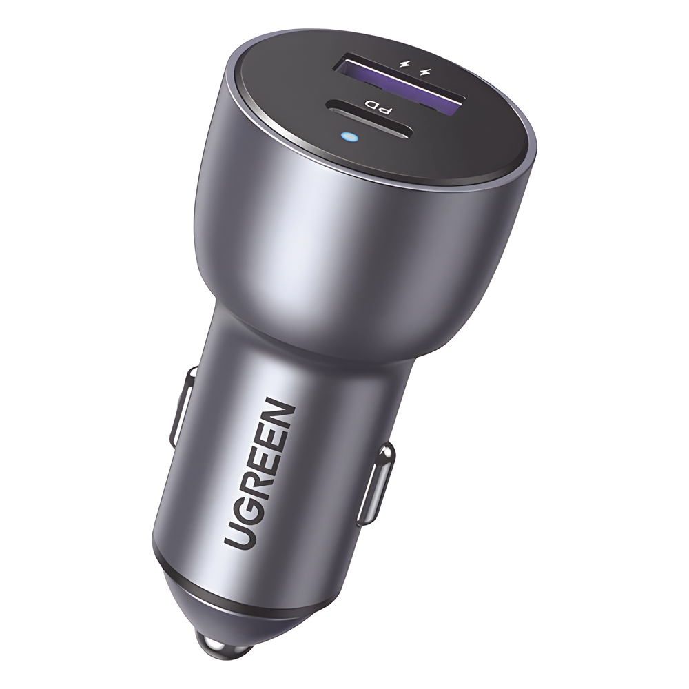[60980] Cargador de Auto 52.5W | Puerto USB-A y USB-C | Carga Rápida | Compatible con Vehículos de 12 y 24 VCD | PD3.0 + QC3.0 | Chip Inteligente | Diseño Compacto Mayor Eficiencia Energética | Caja de Aluminio - UGREEN 60980