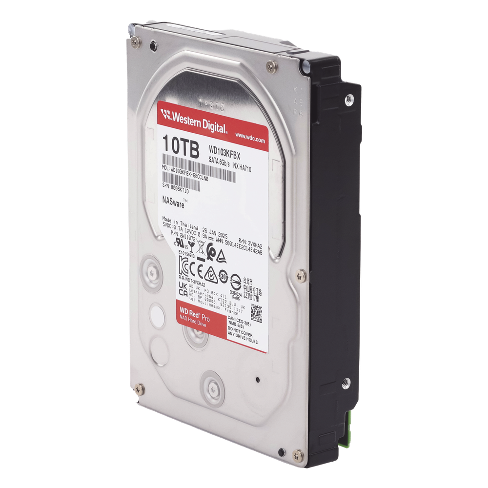 Disco Duro Red Pro de 10TB / 7200 RPM / Optimizado para NAS / Uso 24-7 / 5 Años de Garantia - Western Digital (WD) WD103KFBX