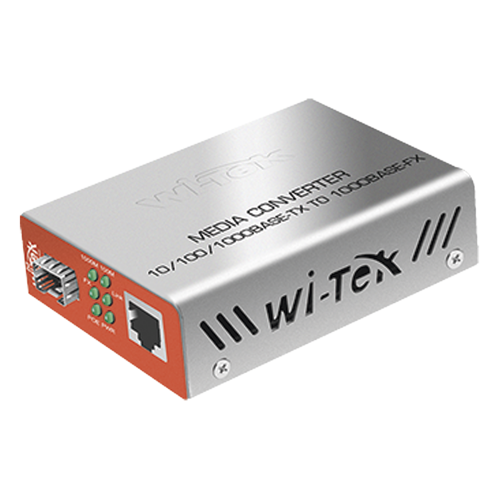 Convertidos de medios / 1 puerto RJ45 100/1000 Mbps PoE Out 802.3af/at / 1 SFP 1000Mbps / hasta 25 Km - WI-TEK WI-MC-111GP