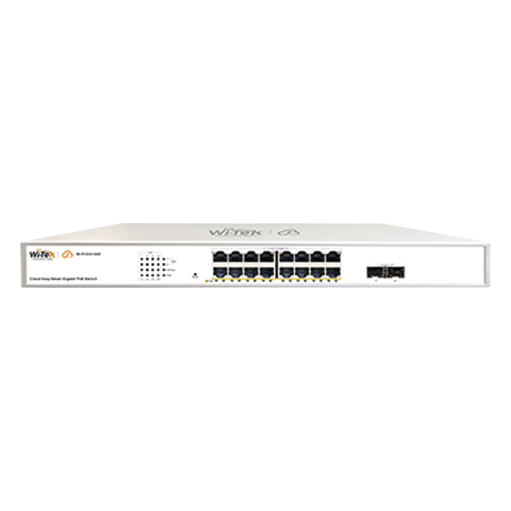 [WI-PCES318GF] Switch Administrable PoE / 16 puertos PoE af/at Gigabit / 2 x SFP Gigabit / Administración Cloud Gratuita / Presupuesto 240 W - WI-TEK WI-PCES318GF